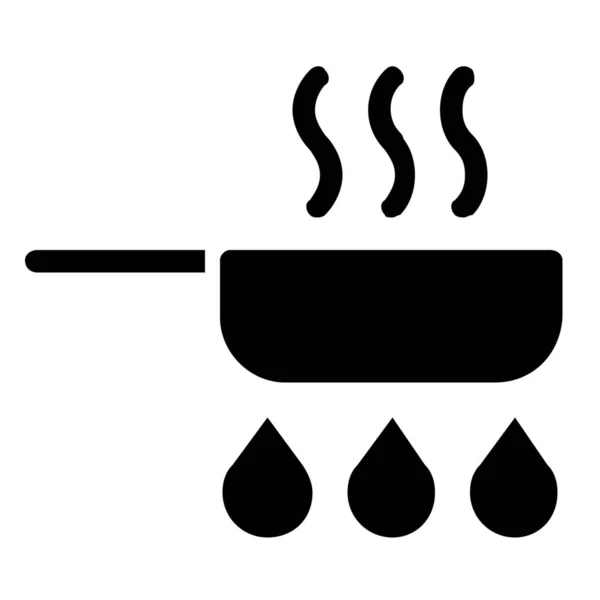 平底锅油炸图标固体风格 — 图库矢量图片