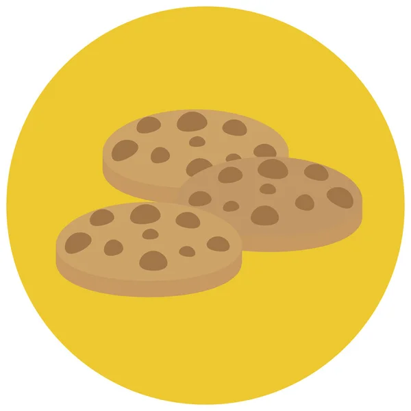Chip Schokoladenkeks Symbol Flachen Stil — Stockvektor