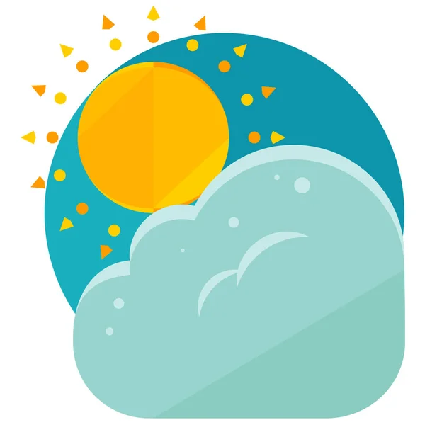 Cloud Cloudy Partly Icon Flat Style — Stock Vector