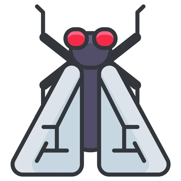 Bug Fly Insekt Ikon Fylld Kontur Stil — Stock vektor
