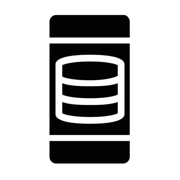 Datenbankserver Smartphone Symbol Soliden Stil — Stockvektor