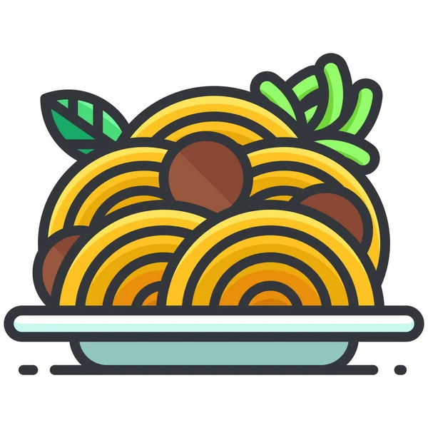 Food Macaroni Meatballs Icon Filled Outline Style — 스톡 벡터