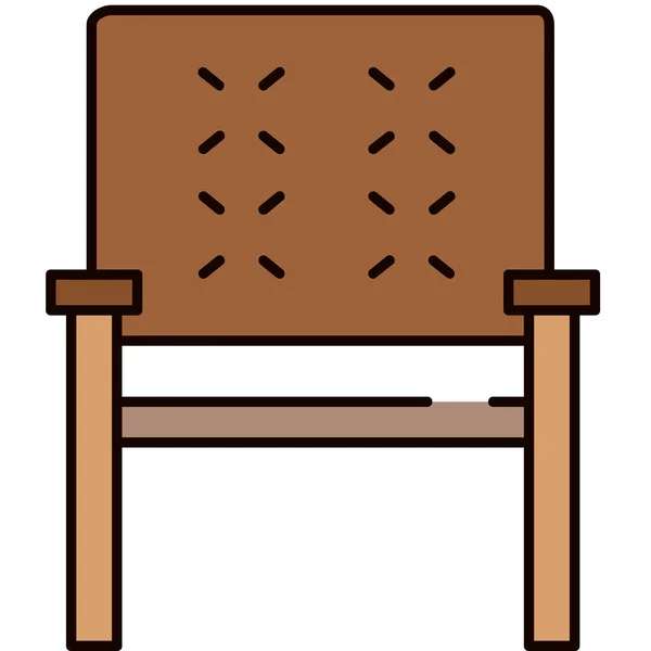 Muebles Silla Icono Madera Estilo Contorno Lleno — Vector de stock