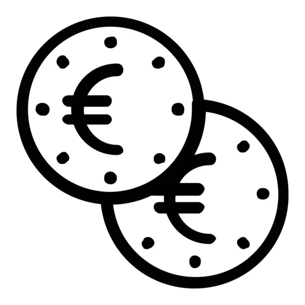 Pièce Euro Cash Icône Dans Style Outline — Image vectorielle