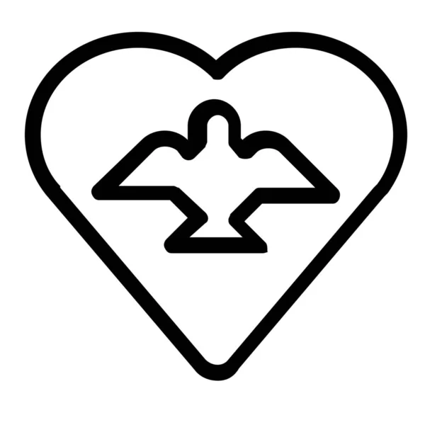 Значок Любви Птичьего Сердца Стиле Абрис — стоковый вектор