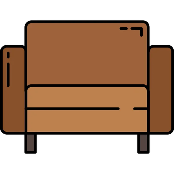 Chair Fabric Furniture Icon Filled Outline Style — Stock Vector