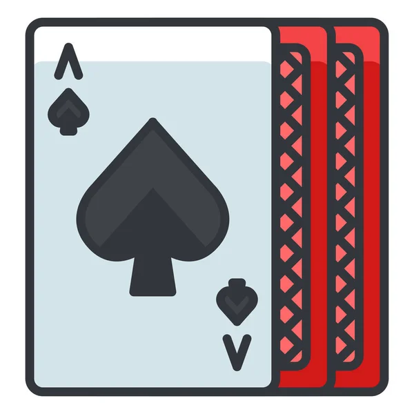 Cartas Juego Azar Icono Estilo Contorno Lleno — Vector de stock