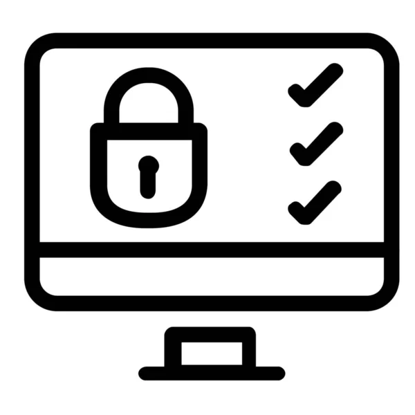 Icono Protección Bloqueo Computadora Estilo Esquema — Vector de stock