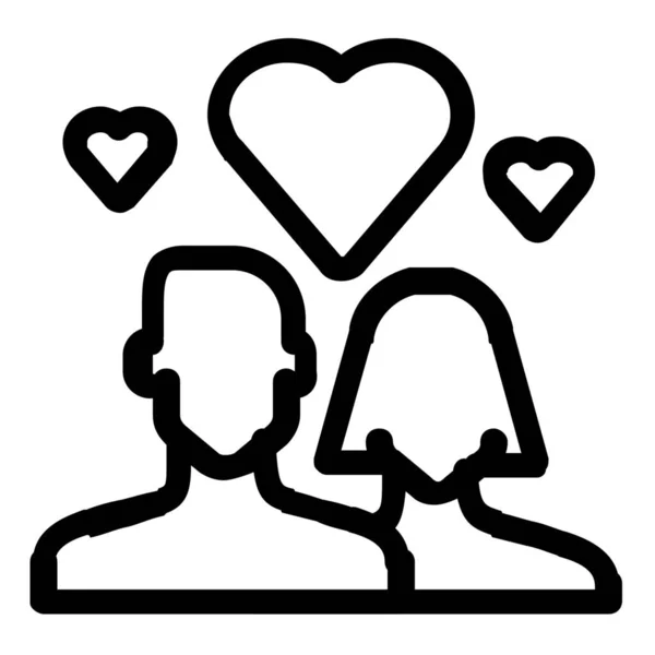 Pareja Citas Icono Amor Estilo Esquema — Archivo Imágenes Vectoriales