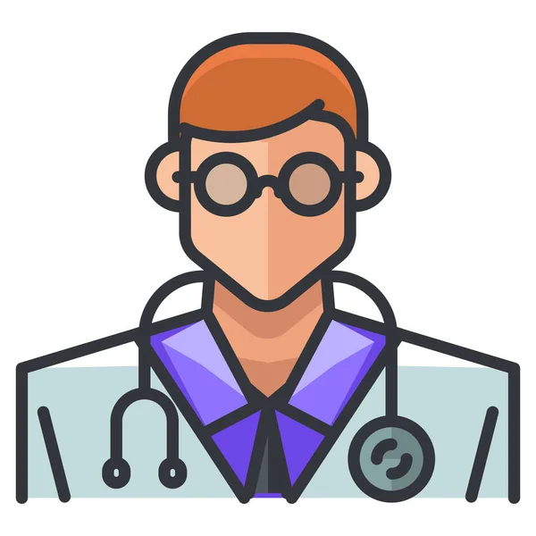 Doctor Man Avatar Icon Filled Outline Style — Stock Vector