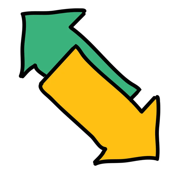 Pijlen Van Richting Veranderen Pictogram Handgetekende Stijl — Stockvector