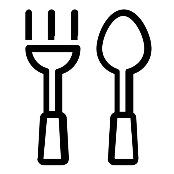 叉子勺子厨房图标的轮廓风格 — 图库矢量图片