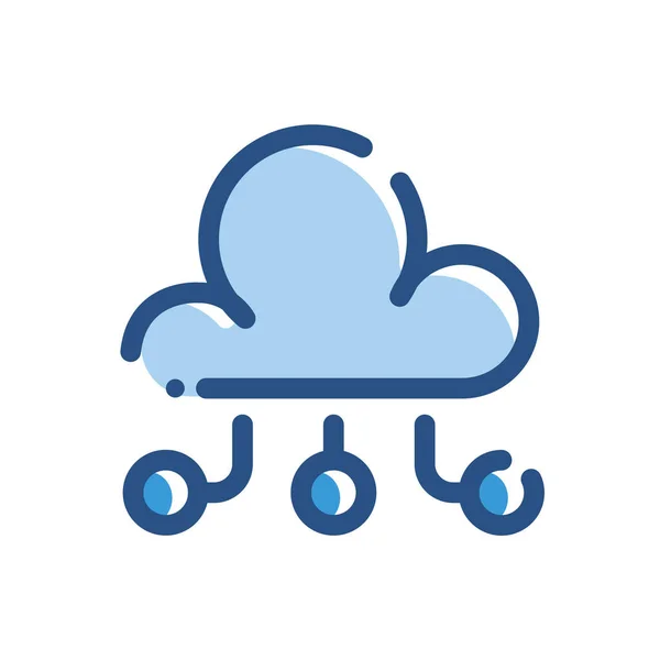 Icona Archiviazione Della Distribuzione Cloud Stile Contorno Riempito — Vettoriale Stock