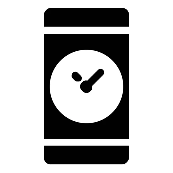 Clock Smartphone Time Icon Solid Style — Stock Vector