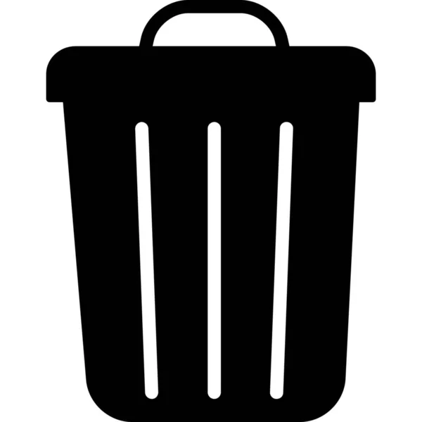 Rubbish Trash Bin Icon Solid Style — Stock Vector