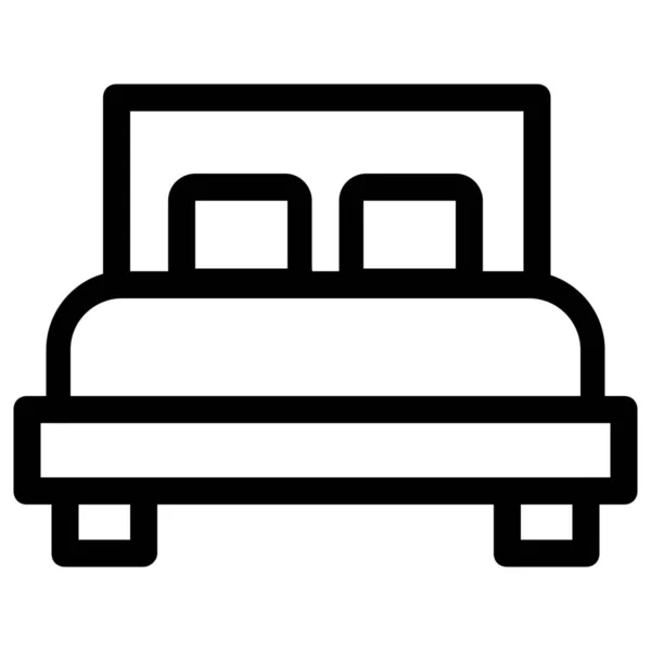 Alojamiento Cama Icono Los Muebles Estilo Del Esquema — Vector de stock