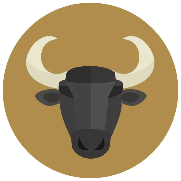 Bull Horoscope Sign Icon Flat Style — Stock Vector