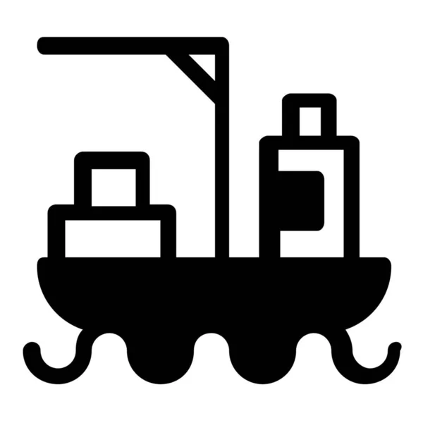 Frachtschiff Transport Ikone Soliden Stil — Stockvektor