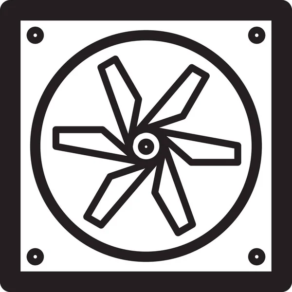 Icono Del Ventilador Fresco Ordenador Estilo Esquema — Vector de stock