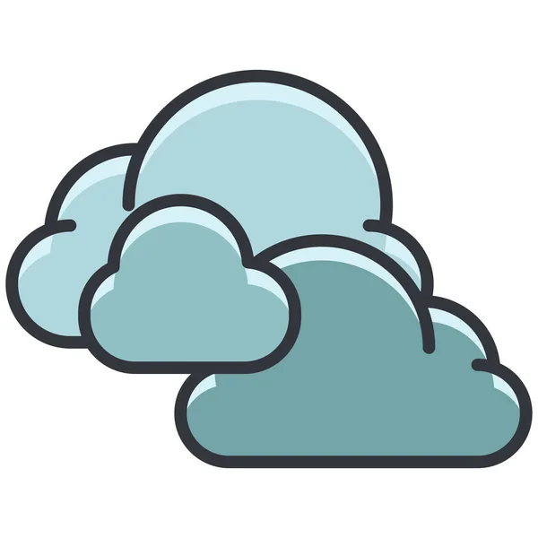 Nube Nublado Icono Pronóstico Estilo Esquema Lleno — Archivo Imágenes Vectoriales