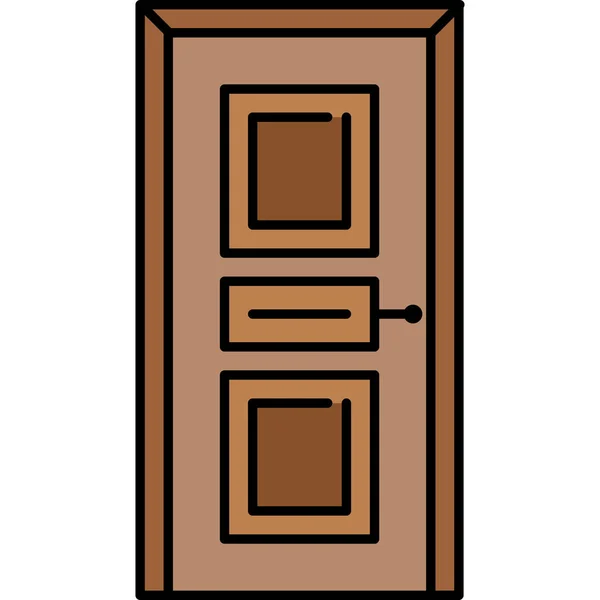 Muebles Puerta Acolchados Icono Estilo Contorno Lleno — Vector de stock