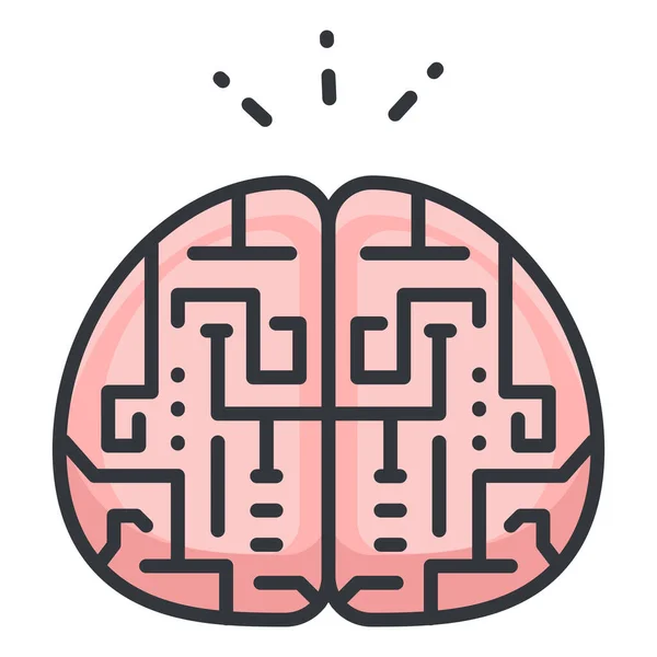 Brain Education Neurology Icon Filled Outline Style — Stock Vector