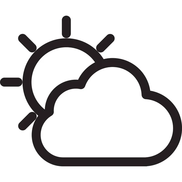 Nuvola Nuvoloso Icona Previsione Stile Contorno — Vettoriale Stock