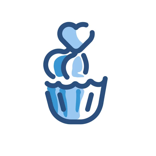 Bakery Cupcake Frosting Icon Filled Outline Style — Stock Vector