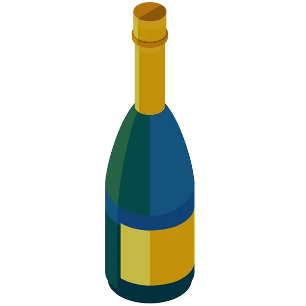 Icona Celebrazione Bottiglia Alcol Stile Isometrico — Vettoriale Stock