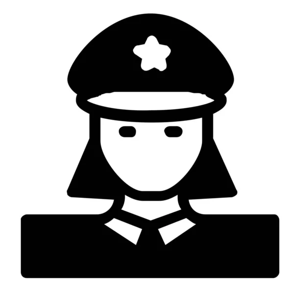 Icono Mujer Policía Avatar Estilo Sólido — Vector de stock