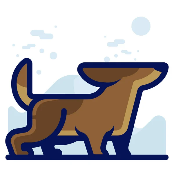 填充轮廓风格的动物犬类狗图标 — 图库矢量图片