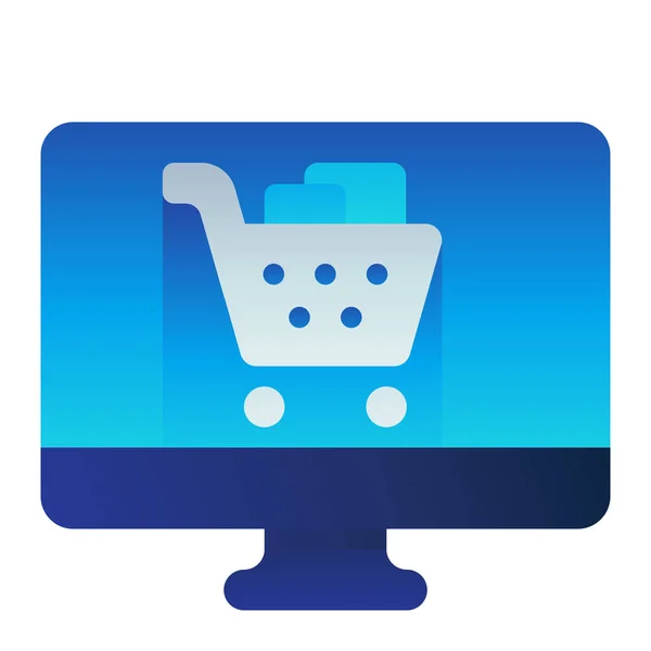 Desktop Commerce Icona Online Stile Liscio — Vettoriale Stock