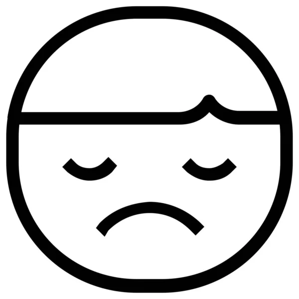 Garçon Emoticon Triste Icône Dans Style Contour — Image vectorielle