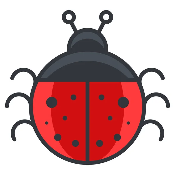 Bug Cute Ladybug Icon Filled Outline Style — 스톡 벡터