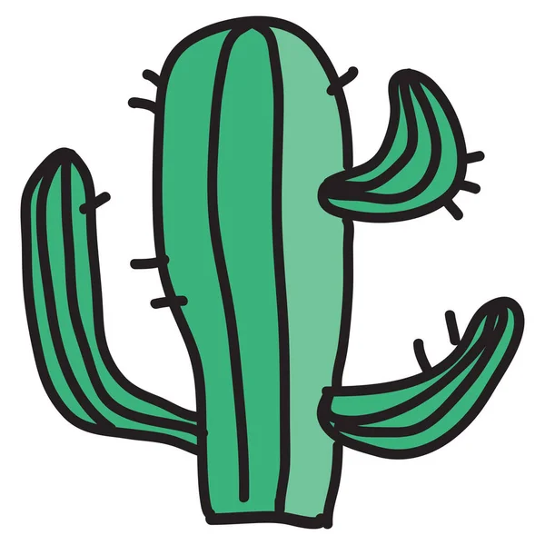 Icône Ferme Désert Cactus Dans Style Dessiné Main — Image vectorielle