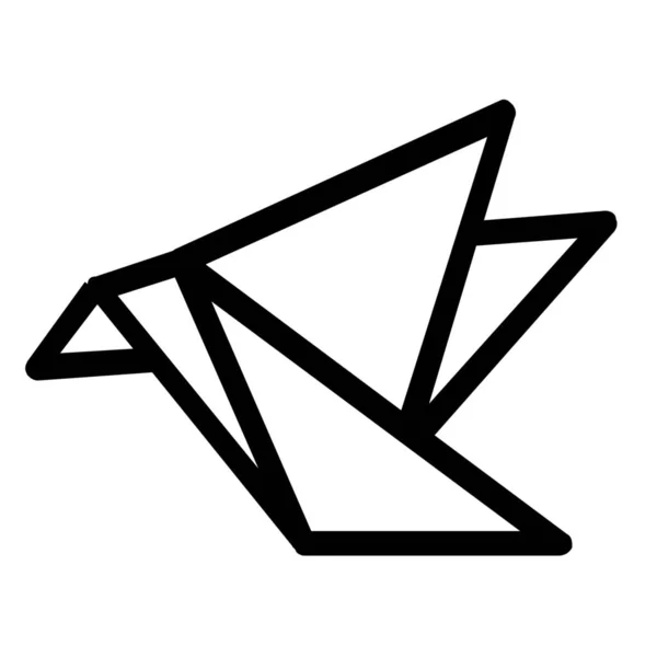 Vogel Origami Papier Pictogram Omtrek Stijl — Stockvector