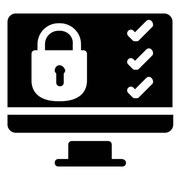 Icono Protección Bloqueo Computadora Estilo Sólido — Vector de stock