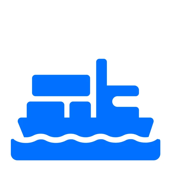Teherszállító Hajó Ikon Szilárd Stílusban — Stock Vector