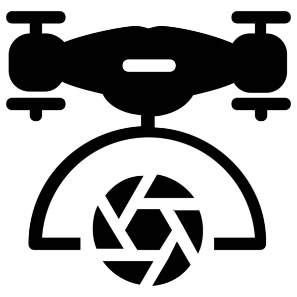 Иконка Вертолета Камеры Твердом Стиле — стоковый вектор