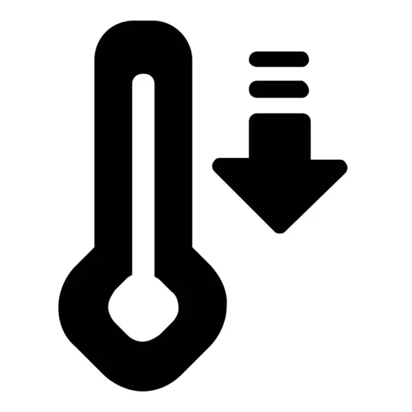 Icono Temperatura Previsión Caída Estilo Sólido — Vector de stock
