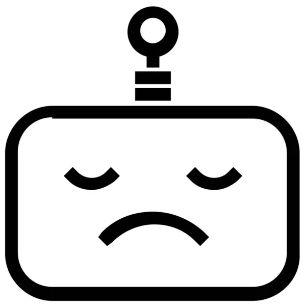 Emoticon Robot Sad Icon Outline Style — Stock Vector