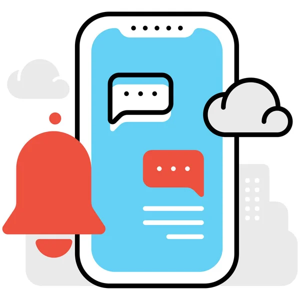 Icono Notificación Mensaje Alerta Estilo Esquema Rellenado — Vector de stock