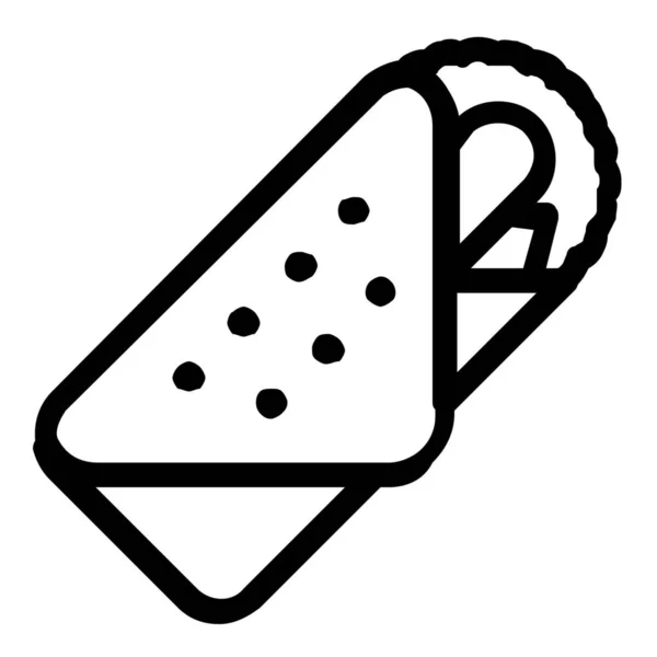 Tortilla Wrap Mexikanische Ikone Outline Stil — Stockvektor