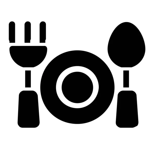 Fork Plate Spoon Icon Solid Style — Stock Vector