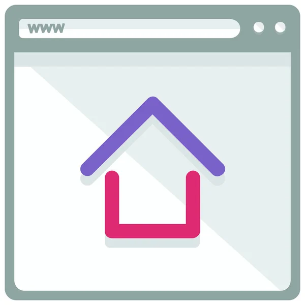 Browser Home Website Icoon Platte Stijl — Stockvector