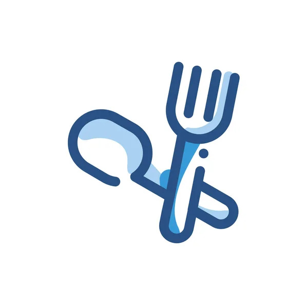 Cutlery Fork Spoon Icon Filled Outline Style — Stock Vector