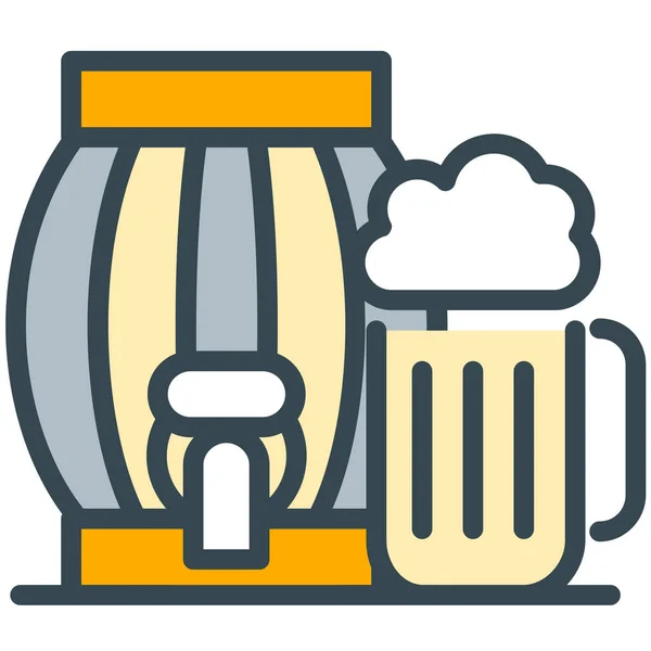 ビール飲料文化のアイコンを記入アウトラインスタイル — ストックベクタ