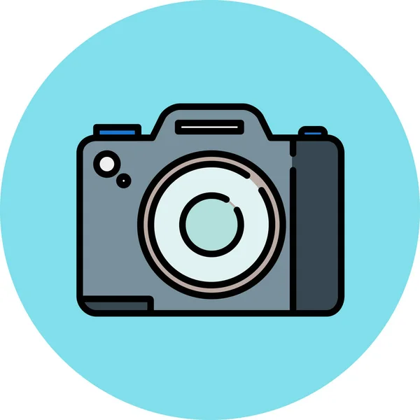 Icona Dell Immagine Del Dispositivo Della Fotocamera Stile Contorno Pieno — Vettoriale Stock