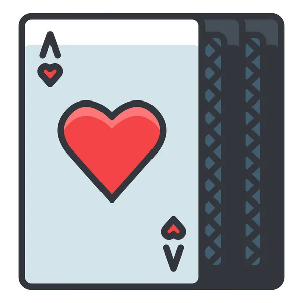 Cartas Juego Azar Icono Estilo Contorno Lleno — Vector de stock