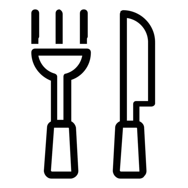 Cuchillo Tenedor Icono Cocina Estilo Esquema — Archivo Imágenes Vectoriales